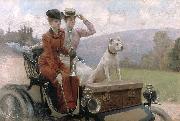 Julius LeBlanc Stewart Les Dames Goldsmith au bois de Boulogne en 1897 sur une voiturette USA oil painting artist
